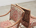 Set of Four McGuire Spindle-Back Rattan Ikat Dining Armchairs