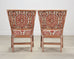 Set of Four McGuire Spindle-Back Rattan Ikat Dining Armchairs