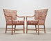 Set of Four McGuire Spindle-Back Rattan Ikat Dining Armchairs