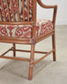 Set of Four McGuire Spindle-Back Rattan Ikat Dining Armchairs