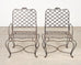 Set of Four Rose Tarlow Style Twig Iron Garden Dining Armchairs
