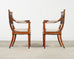 Set of Six French Directoire Style Dining Chairs Bronze Accents