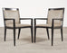 Set of Six Holly Hunt "Stiletto" Walnut Leather Dining Chairs