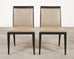 Set of Six Holly Hunt "Stiletto" Walnut Leather Dining Chairs
