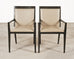 Set of Six Holly Hunt "Stiletto" Walnut Leather Dining Chairs