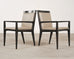 Set of Six Holly Hunt "Stiletto" Walnut Leather Dining Chairs