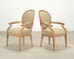 Set of Six Kreiss Louis XVI Style Cerused Oak Dining Armchairs