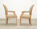 Set of Six Kreiss Louis XVI Style Cerused Oak Dining Armchairs