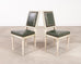 Set of Six Louis XVI Style Painted Dining Chairs Green Leather