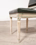 Set of Six Louis XVI Style Painted Dining Chairs Green Leather