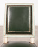 Set of Six Louis XVI Style Painted Dining Chairs Green Leather
