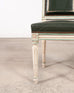 Set of Six Louis XVI Style Painted Dining Chairs Green Leather