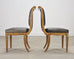 Set of Six Michael Taylor Regency Style Leather Dining Chairs