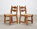 Set of Six French Brutalist Razor Blade Oak Rush Dining Chairs