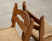 Set of Six French Brutalist Razor Blade Oak Rush Dining Chairs