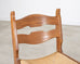 Set of Six French Brutalist Razor Blade Oak Rush Dining Chairs