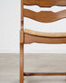 Set of Six French Brutalist Razor Blade Oak Rush Dining Chairs