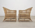 Set of Six Rattan Lounge Chairs & Two Ottomans by Danny Ho Fong
