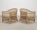 Set of Six Rattan Lounge Chairs & Two Ottomans by Danny Ho Fong