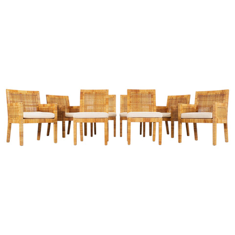 Set of 8 Billy Baldwin for Bielecky Brothers Cane Dining Chairs