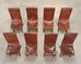 Set of Eight French Provincial Leather Oak Curule Dining Chairs
