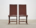 Set of Eight French Provincial Leather Oak Curule Dining Chairs