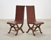 Set of Eight French Provincial Leather Oak Curule Dining Chairs