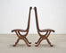 Set of Eight French Provincial Leather Oak Curule Dining Chairs