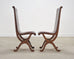 Set of Eight French Provincial Leather Oak Curule Dining Chairs