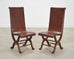 Set of Eight French Provincial Leather Oak Curule Dining Chairs