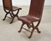 Set of Eight French Provincial Leather Oak Curule Dining Chairs