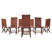 Set of Eight French Provincial Leather Oak Curule Dining Chairs