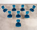 Set of Eight Louis XVI Style Painted Dining Chairs in Blue Velvet