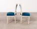 Set of Eight Louis XVI Style Painted Dining Chairs in Blue Velvet