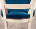 Set of Eight Louis XVI Style Painted Dining Chairs in Blue Velvet