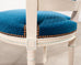 Set of Eight Louis XVI Style Painted Dining Chairs in Blue Velvet