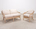Pair of McGuire Organic Modern Cerused Twisted Rattan Settee and Lounge Chair