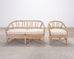 Pair of McGuire Organic Modern Cerused Twisted Rattan Settee and Lounge Chair