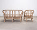 Pair of McGuire Organic Modern Cerused Twisted Rattan Settee and Lounge Chair