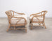 Pair of McGuire Organic Modern Cerused Twisted Rattan Settee and Lounge Chair