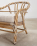 Pair of McGuire Organic Modern Cerused Twisted Rattan Settee and Lounge Chair