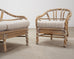 Pair of McGuire Organic Modern Cerused Twisted Rattan Settee and Lounge Chair
