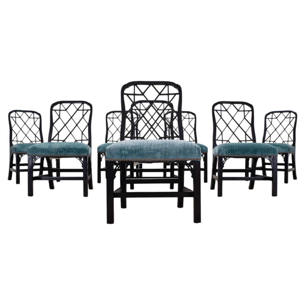 Set of Eight Chinese Chippendale Dining Chairs by Hickory Chair