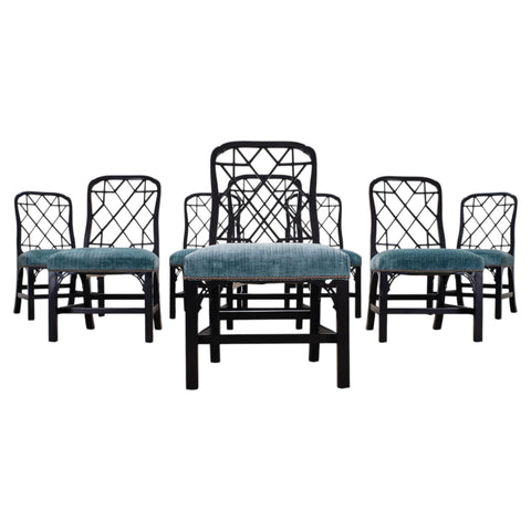 Set of Eight Chinese Chippendale Dining Chairs by Hickory Chair