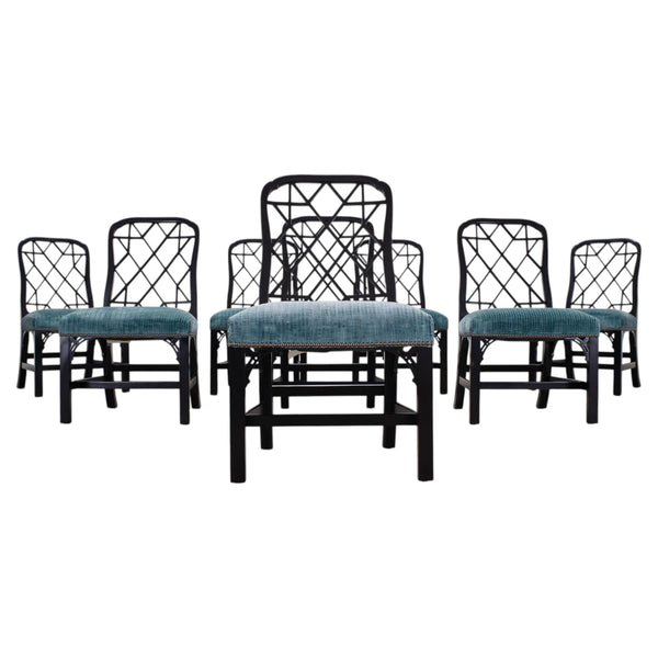 Set of Eight Chinese Chippendale Dining Chairs by Hickory Chair