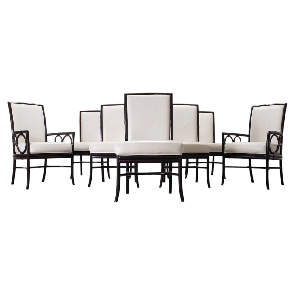 Set of Eight Laura Kirar for McGuire Rattan Ring Dining Chairs