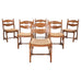 Set of Six French Brutalist Razor Blade Oak Rush Dining Chairs
