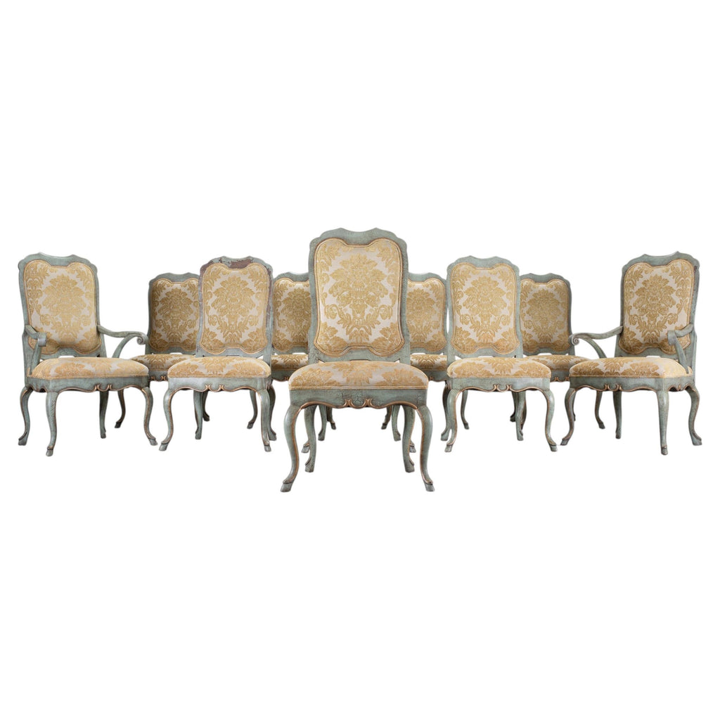 Set of Ten Minton-Spidell Country French Painted Dining Chairs
