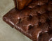 Georgian Style Tufted Cigar Leather Wingback Chair and Ottoman