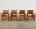 Set of Four Ralph Lauren Shelter Sky Ash Leather Sling Dining Chairs